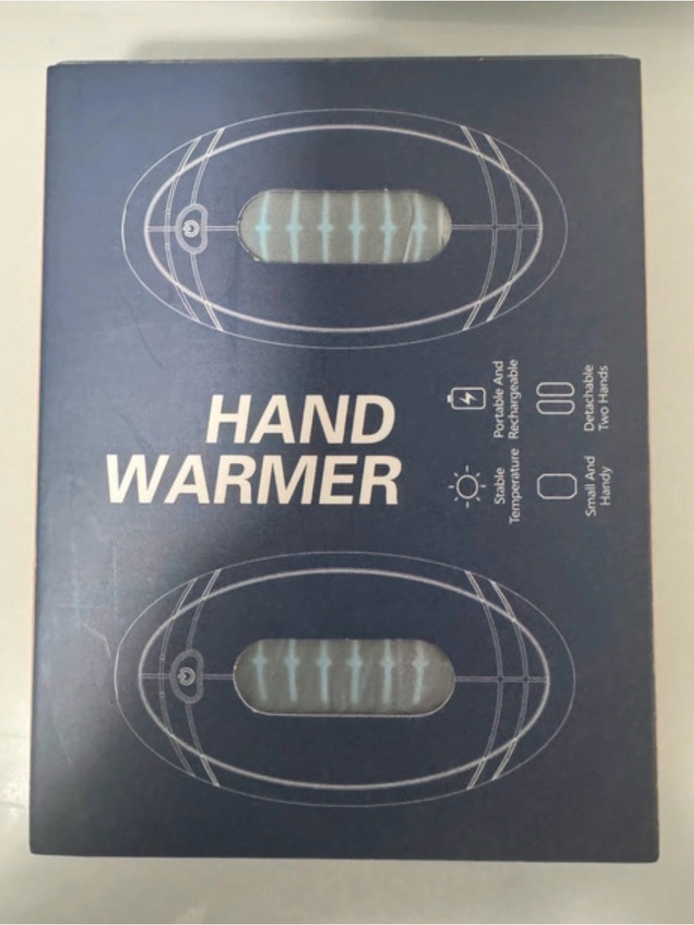 Source Unknown Navy Blue and White Hand Warmer